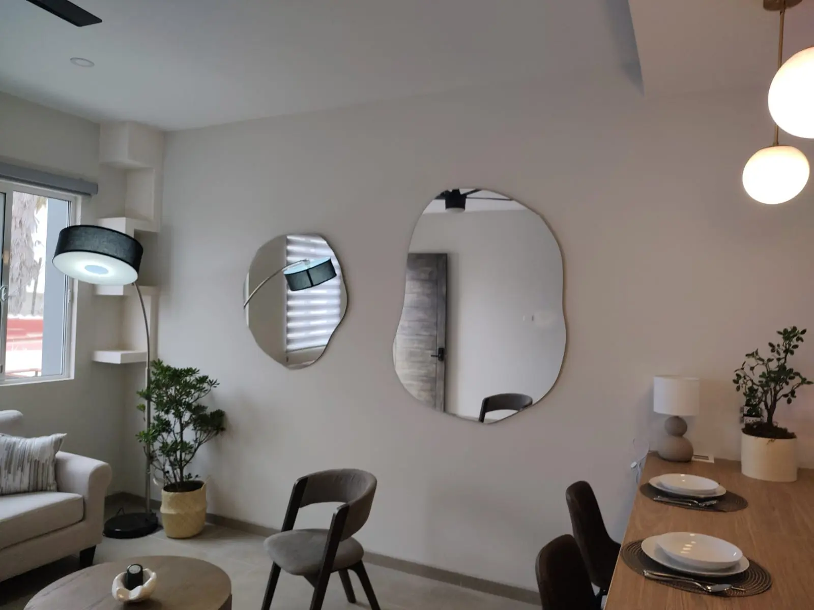 Decorative mirrors in living room