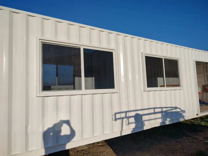 Commercial window installation on modular building
